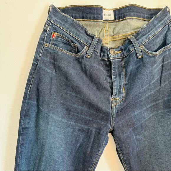 HUDSON Krista High Rise Medium Distressed Blue Wash Super Skinny Denim Jeans 30 - Picture 3 of 10